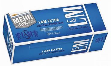 L&M Extra  Zigaretten Hülsen Blue 250er